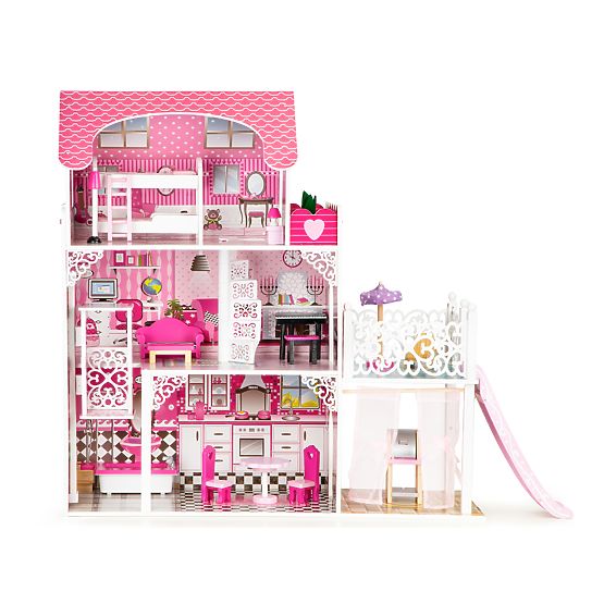 Wooden dollhouse with Victoria elevator