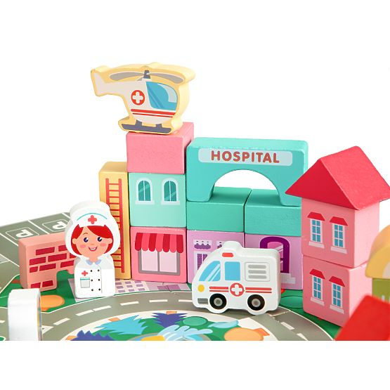 Wooden Educational Blocks City Mat 121 Pieces ECOTOYS