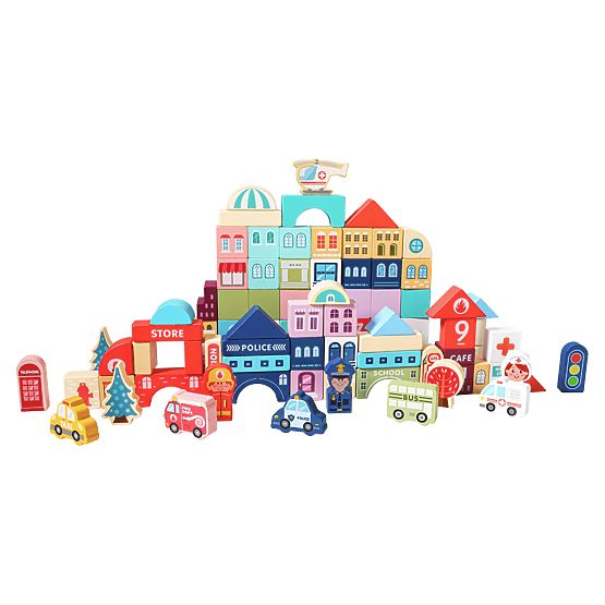 Wooden Educational Blocks City Mat 121 Pieces ECOTOYS