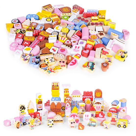 Wooden Educational Blocks Set - Candy City 116 pcs ECOTOYS