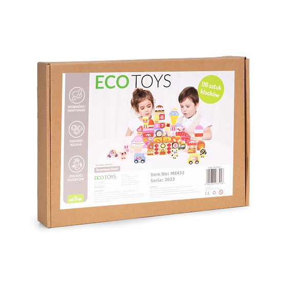 Wooden Educational Blocks Set - Candy City 116 pcs ECOTOYS