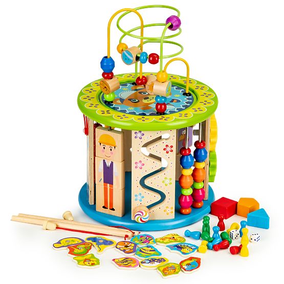 Wooden Educational Cube with Games and Fishing Blocks ECOTOYS