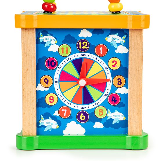 Wooden educational cube with labyrinth