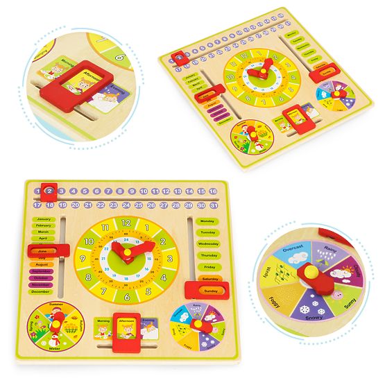 Wooden Educational Manipulative Board Calendar Clock ECOTOYS