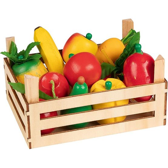 Wooden Fruit and Vegetables in a Crate