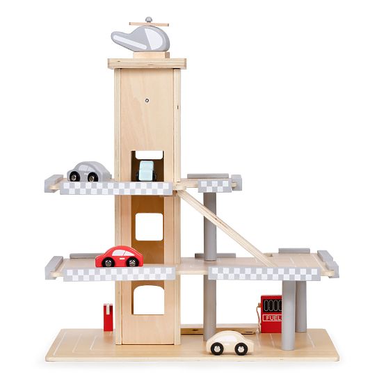 Wooden garage with lift