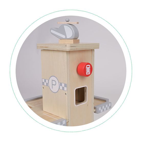 Wooden garage with lift