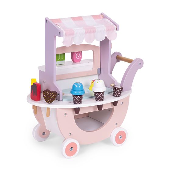 Wooden Ice Cream Cart for Kids Shop 12 Elements ECOTOYS
