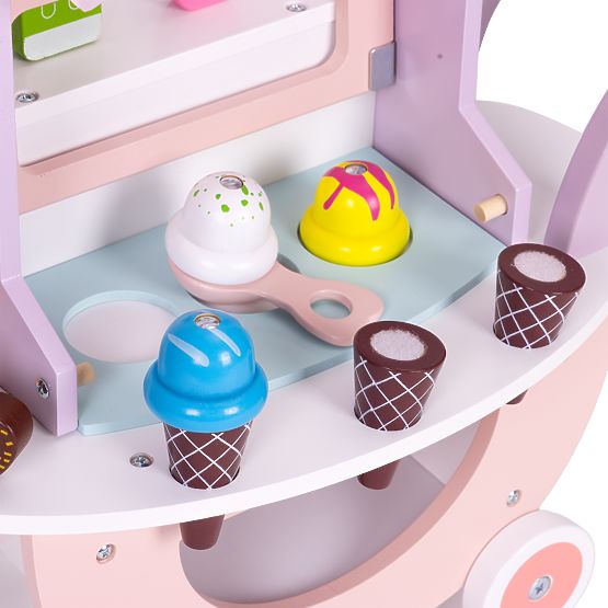 Wooden Ice Cream Cart for Kids Shop 12 Elements ECOTOYS
