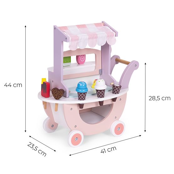 Wooden Ice Cream Cart for Kids Shop 12 Elements ECOTOYS
