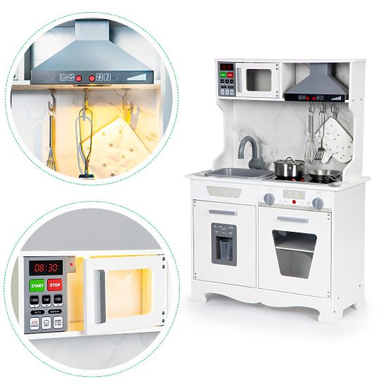 Wooden Kitchen for Kids with Sounds and LED + Accessories ECOTOYS