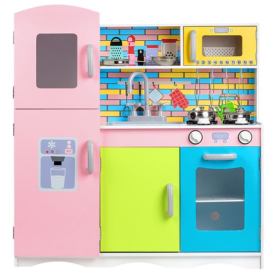 Wooden kitchenette with equipment for children