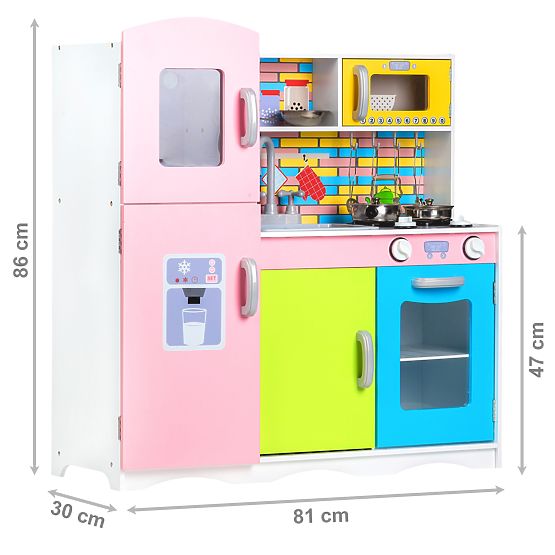 Wooden kitchenette with equipment for children