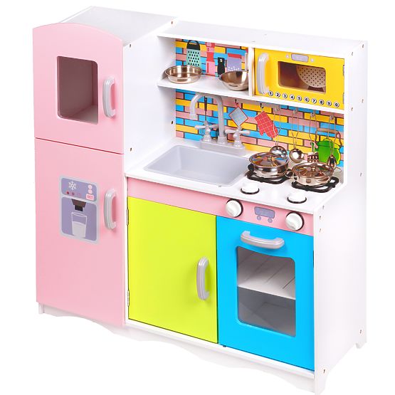 Wooden kitchenette with equipment for children