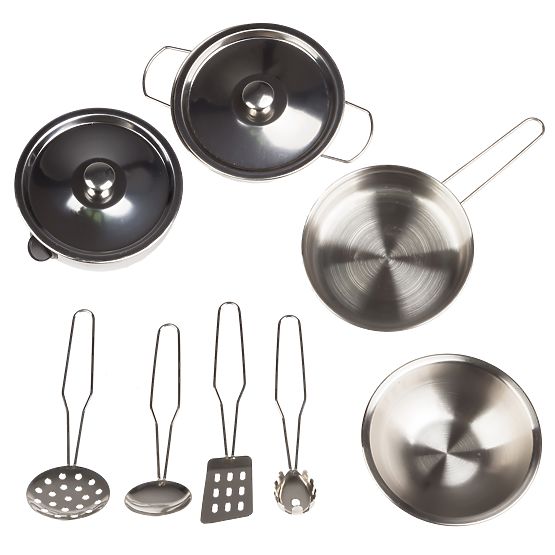 Wooden kitchenette with equipment for children