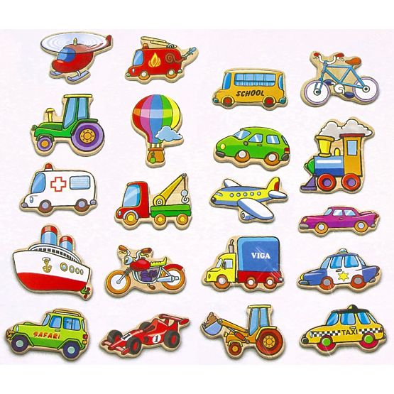 Wooden Magnets for Children - Vehicles