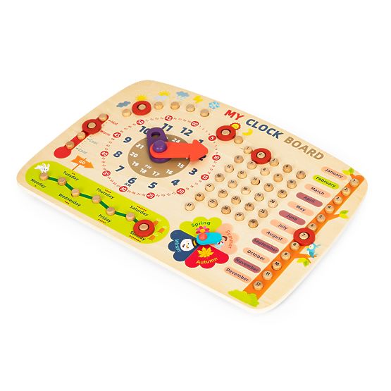 Wooden Manipulative Board for Children Calendar Clock ECOTOYS
