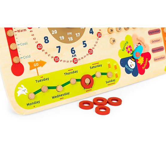 Wooden Manipulative Board for Children Calendar Clock ECOTOYS