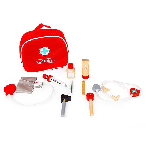 Wooden Medical Set Bag + 9 pcs ECOTOYS