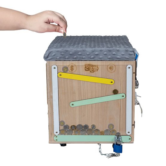 Wooden Montessori Activity Stool - Natural / Gray