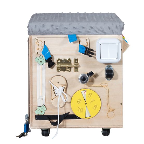 Wooden Montessori Activity Stool - Natural / Gray