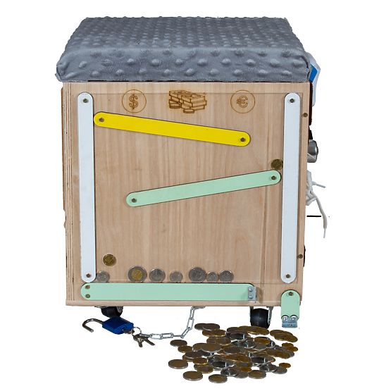 Wooden Montessori Activity Stool - Natural / Gray