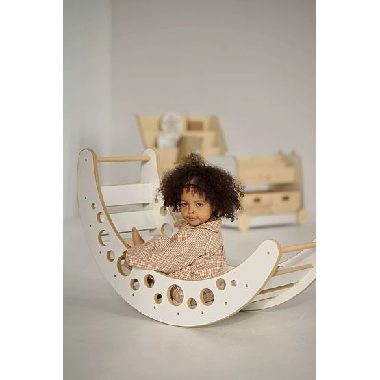 Wooden Montessori Swing MOON L - White