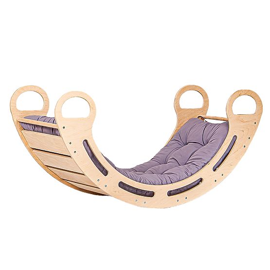 Wooden Montessori Swing with Grey Cushion - 100 cm