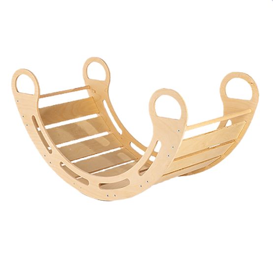 Wooden Montessori Swing with Grey Cushion - 100 cm