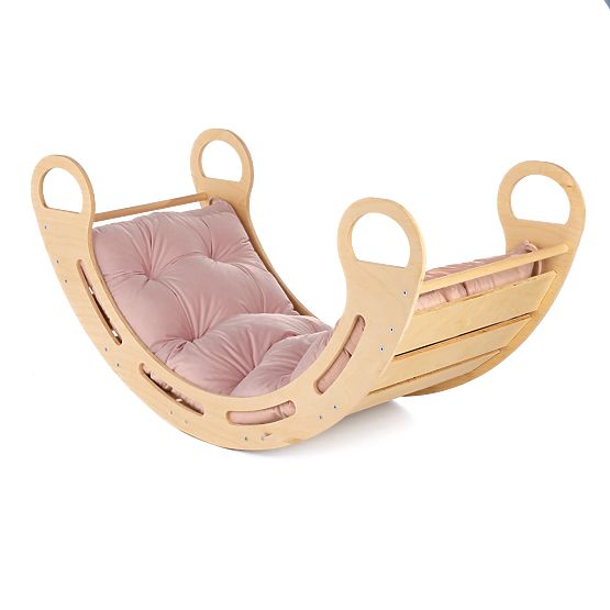 Wooden Montessori Swing with Pink Cushion - 85 cm