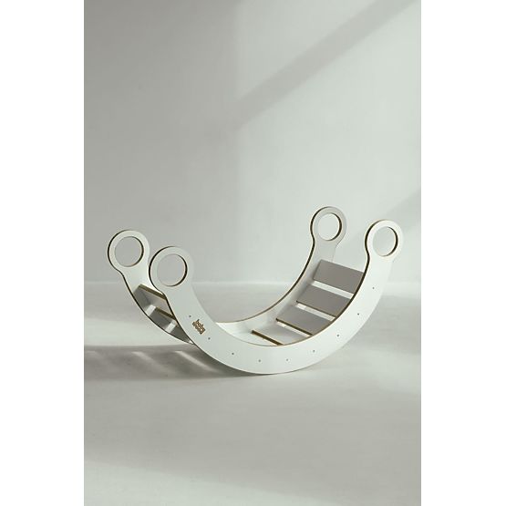 Wooden Montessori Swing with Slide/Climbing Wall L - White