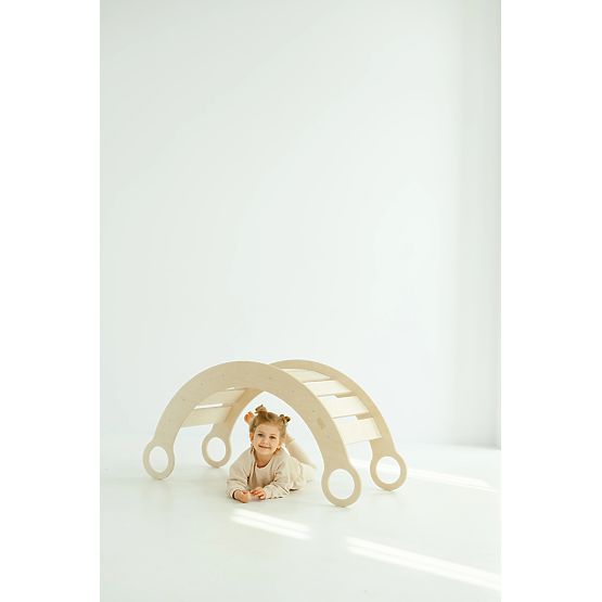 Wooden Montessori Swing with Slide/Ladder L - Natural