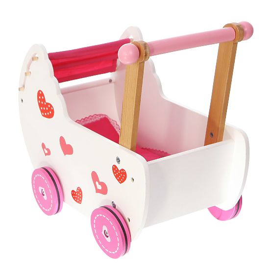 Wooden push stroller for dolls