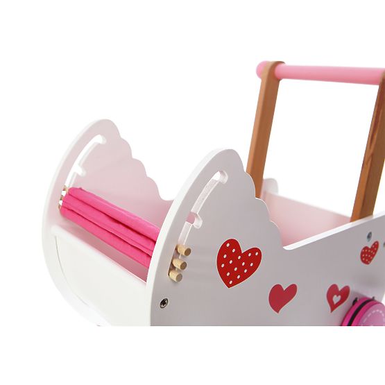 Wooden push stroller for dolls