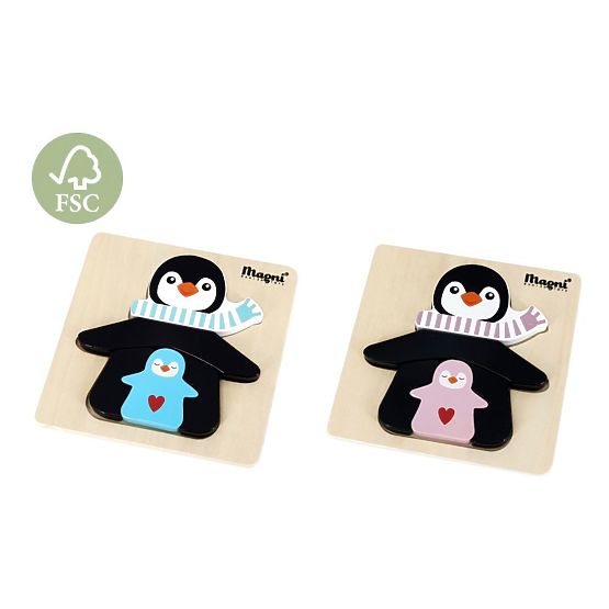 Wooden Puzzle Penguin with Children