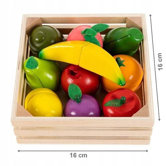 Wooden set of fruits in a crate
