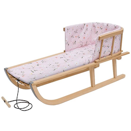 Wooden sled with padding - pink
