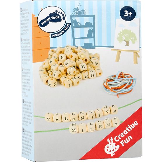 Wooden string beads with letters