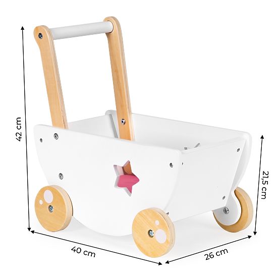 Wooden stroller for dolls + walker 2 in 1