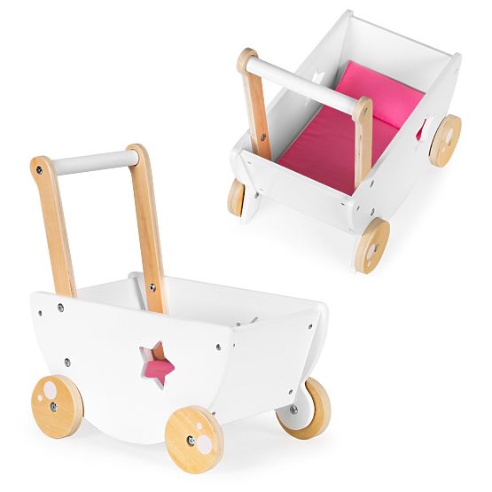 Wooden stroller for dolls + walker 2 in 1