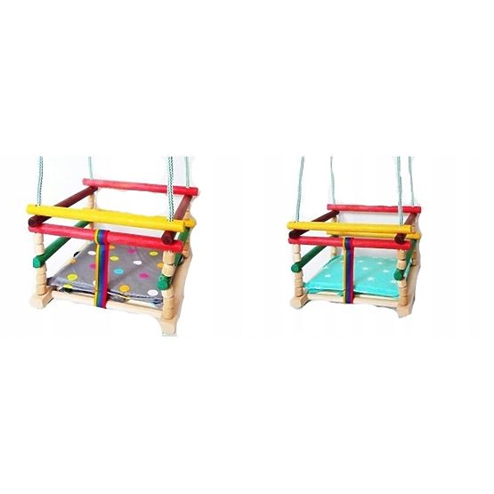 Wooden swing with cushion - colored