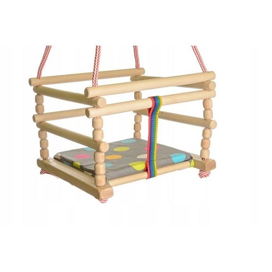 Wooden swing with cushion - natural