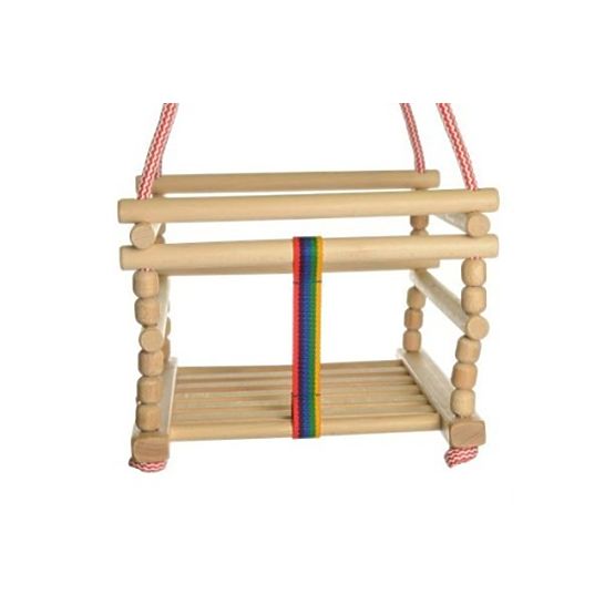 Wooden swing with cushion - natural