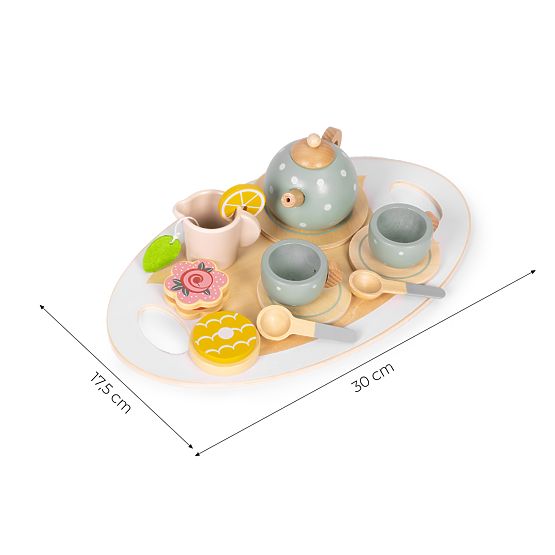 Wooden Tea Set Teapot Cups 14 Pieces ECOTOYS