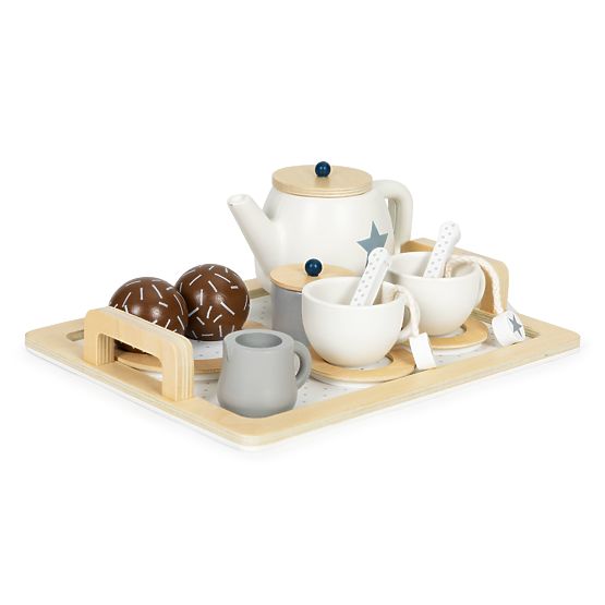 Wooden Tea Set Teapot Cups 17 Pieces ECOTOYS
