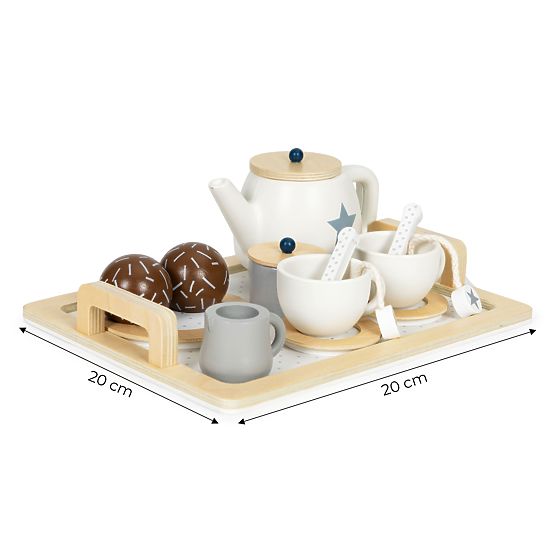 Wooden Tea Set Teapot Cups 17 Pieces ECOTOYS