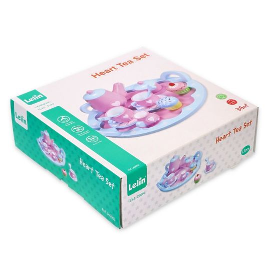 Wooden tea set with hearts