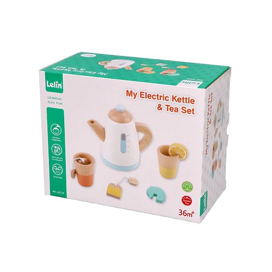 Wooden Tea Set with Teapot and Cups