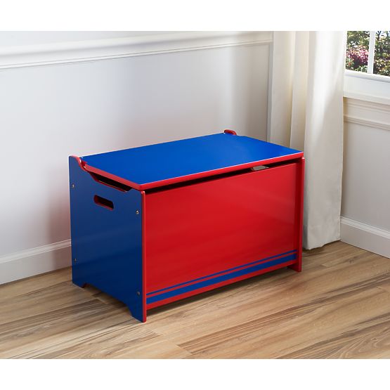 Wooden Toy Chest - Blue and Red
