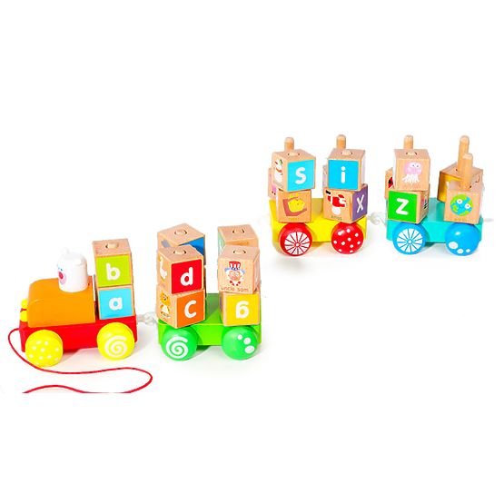 Wooden Train Large Educational Alphabet Blocks ECOTOYS